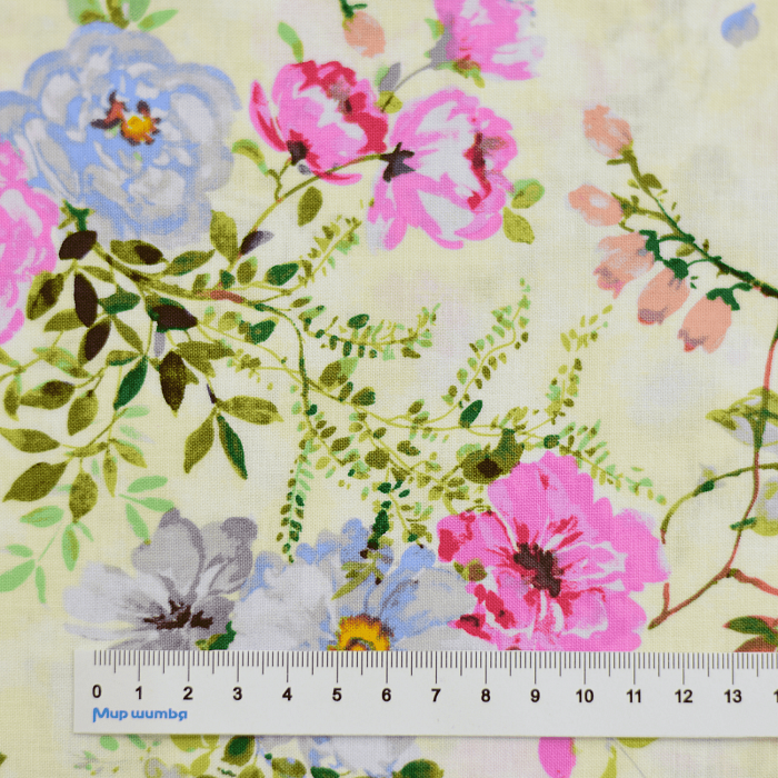 Ткань хлопок пэчворк бежевый, цветы, Windham Fabrics (арт. 52591-2)