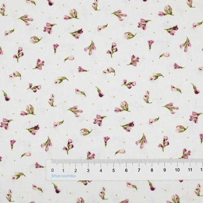 Ткань хлопок пэчворк белый, цветы, Maywood Studio (арт. MAS10285-W)