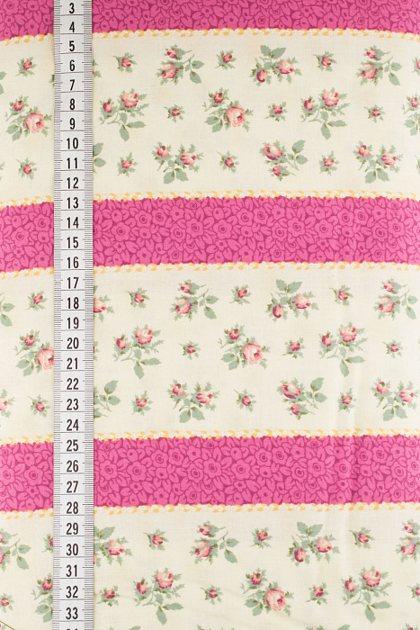 Ткань хлопок пэчворк розовый бежевый, мелкий цветочек полоски бордюры, RJR (арт. 2670-001)
