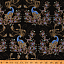 Ткань хлопок пэчворк черный, птицы и бабочки животные металлик, Benartex (арт. 10228M-12)