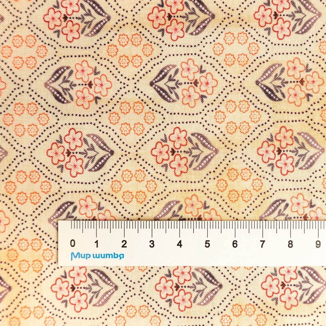 Ткань хлопок для пэчворка для одежды бежевый, цветы, Studio E (арт. 5416-11)