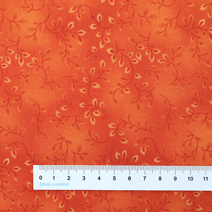 Ткань хлопок пэчворк оранжевый, мелкий цветочек цветы, Henry Glass (арт. 7755-36)