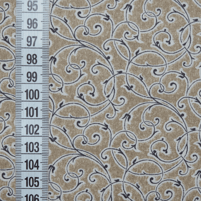 Ткань хлопок пэчворк бежевый, завитки, Benartex (арт. 5468-77)
