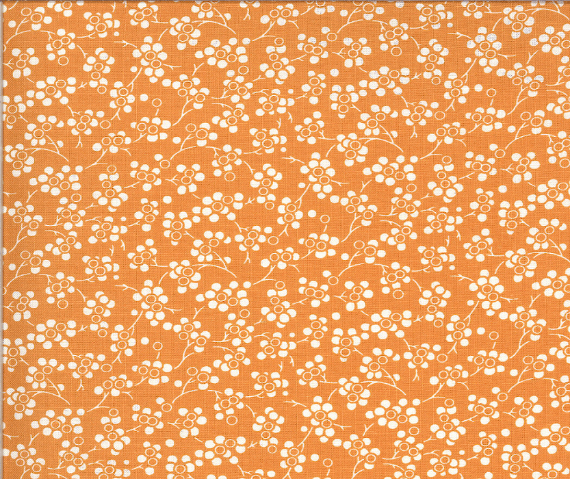 Ткань хлопок пэчворк оранжевый, цветы флора, Moda (арт. 20395-24)
