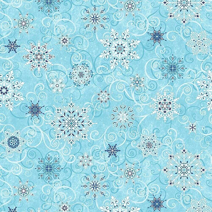 Ткань хлопок ткани на изнанку голубой, новый год, Studio E (арт. 5732-11)