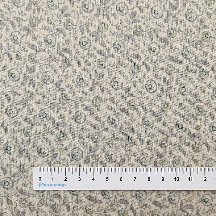 Ткань хлопок пэчворк серый, цветы флора, Moda (арт. 42364 12)