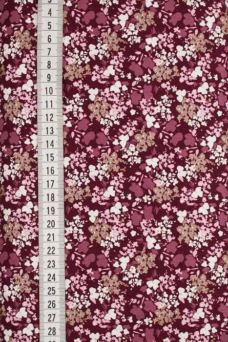 Ткань хлопок пэчворк розовый белый бордовый, цветы, ALFA (арт. 229572)