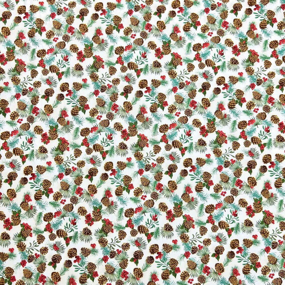 Ткань хлопок для пэчворка белый, новый год, Aurora (арт. AU-NY-221)