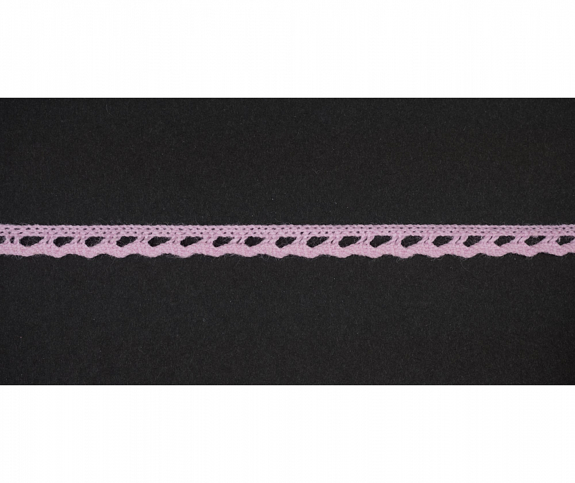 Кружево вязаное хлопковое Alfa AF-010-020 6 мм розовый