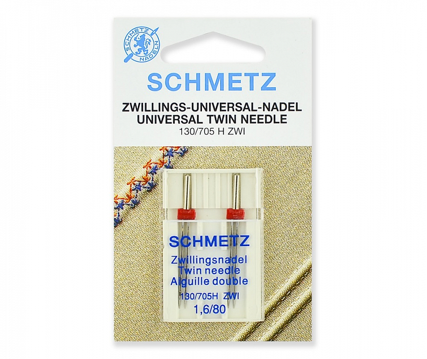 Иглы стандартные Schmetz двойные № 80/1.6 2 шт.