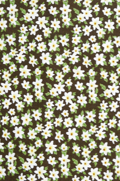 Ткань хлопок пэчворк белый коричневый, мелкий цветочек, ALFA Z (арт. 126983)