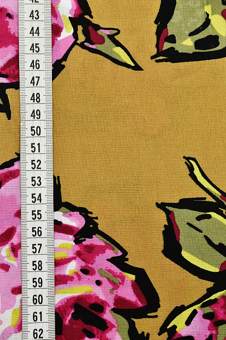 Ткань лен плательные ткани разноцветные, цветы, ALFA C (арт. 232859-13)