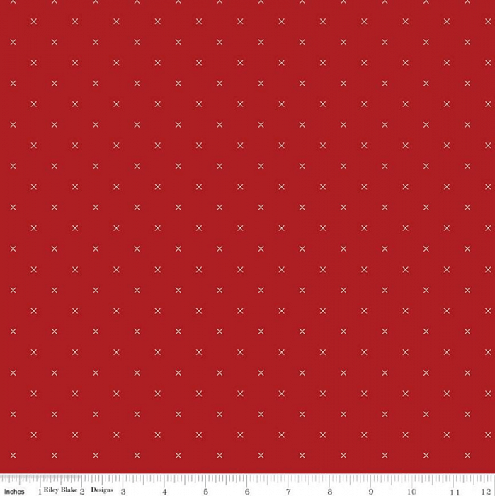 Ткань хлопок пэчворк красный, фактура геометрия, Riley Blake (арт. C745-BARNRED)