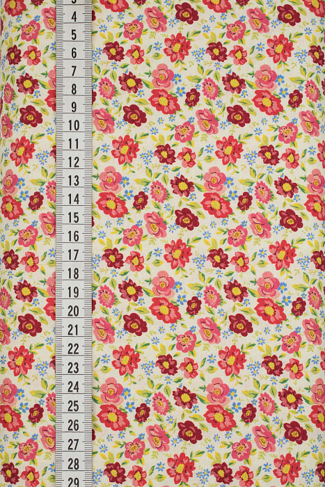 Ткань хлопок пэчворк розовый бежевый бордовый, мелкий цветочек, ALFA Z DIGITAL (арт. 224230)