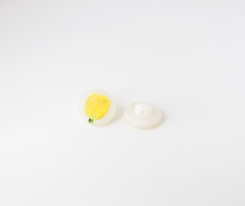 Пуговица детская Тюльпан пластиковая на ножке желтый 15 мм
