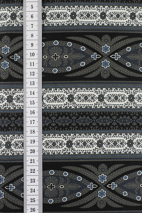Ткань хлопок пэчворк черный, полоски бордюры, ALFA (арт. 225629)