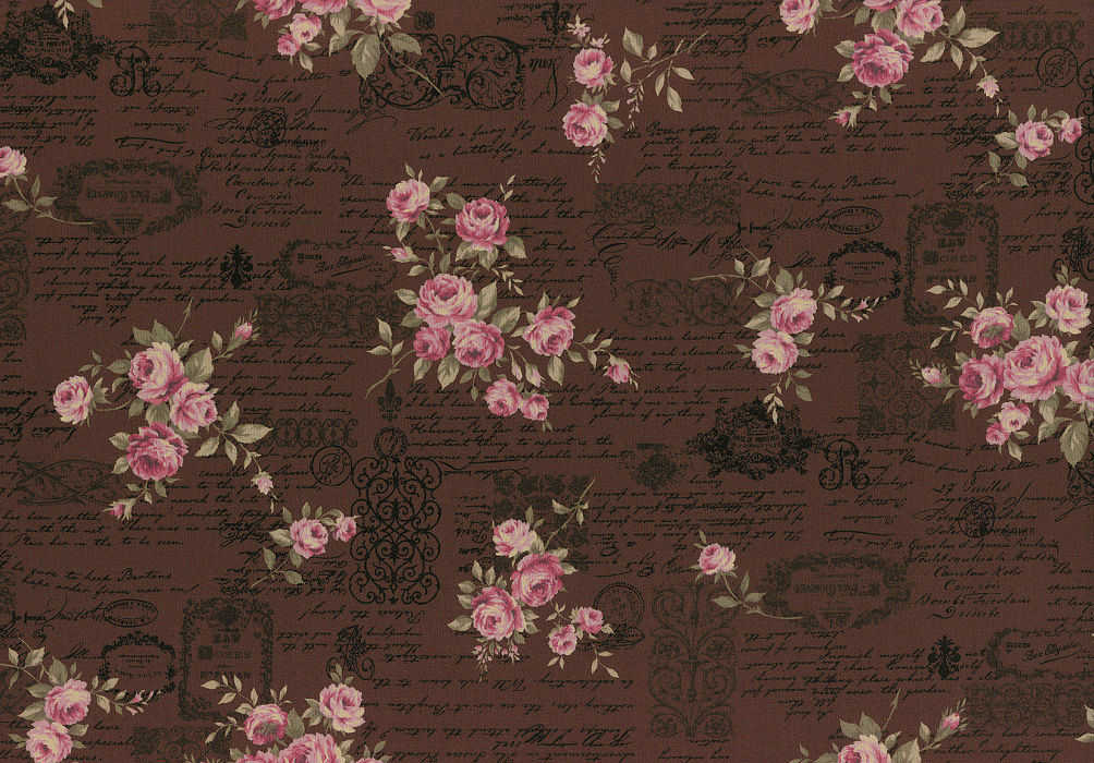 Ткань хлопок пэчворк зеленый розовый черный коричневый, , Lecien (арт. 231710)