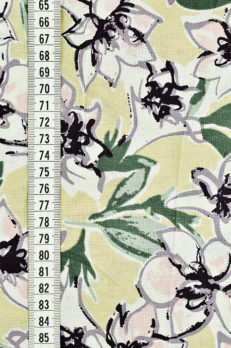 Ткань лен плательные ткани разноцветные, цветы, ALFA C (арт. 232859-4)