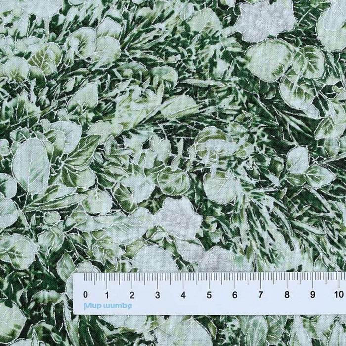 Ткань хлопок пэчворк зеленый, цветы новый год, Robert Kaufman (арт. SRKM-21599-459)