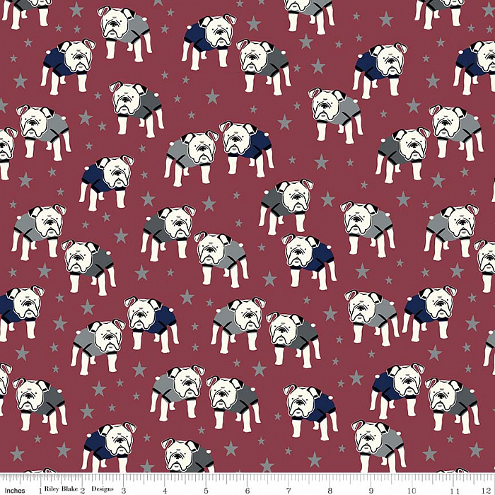 Ткань хлопок пэчворк бордовый, звезды животные собаки, Riley Blake (арт. C7550-BURGUNDY)