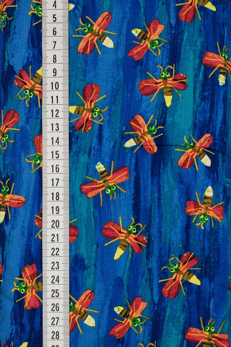 Ткань хлопок пэчворк синий разноцветные, детская тематика животные, ALFA (арт. 232226)