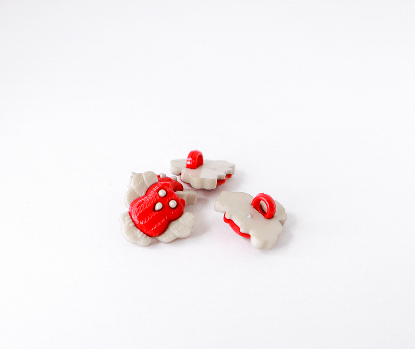 Пуговица детская Сова пластиковая на ножке красный 15 мм