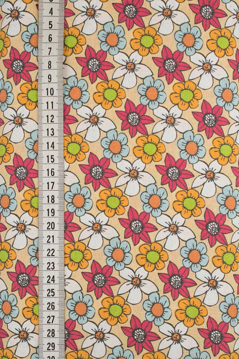 Ткань хлопок пэчворк разноцветные, цветы, ALFA (арт. AL-6924)