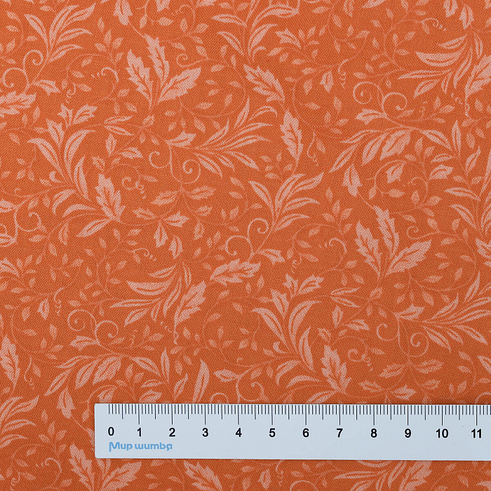 Ткань хлопок пэчворк оранжевый, цветы, Benartex (арт. 6124-38)