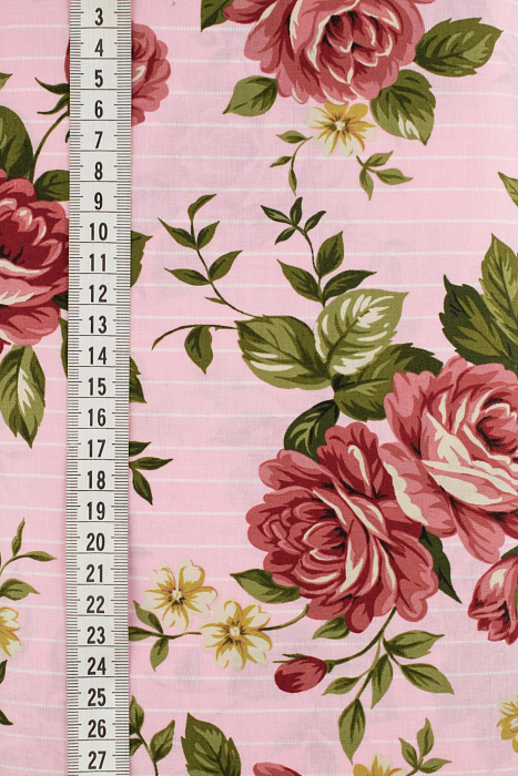 Ткань хлопок пэчворк зеленый розовый малиновый, цветы, ALFA (арт. 212994)