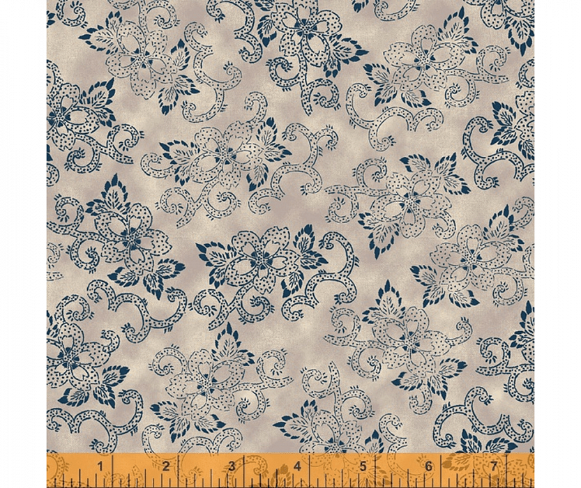 Ткань хлопок пэчворк серый, цветы, Windham Fabrics (арт. 52567-2)