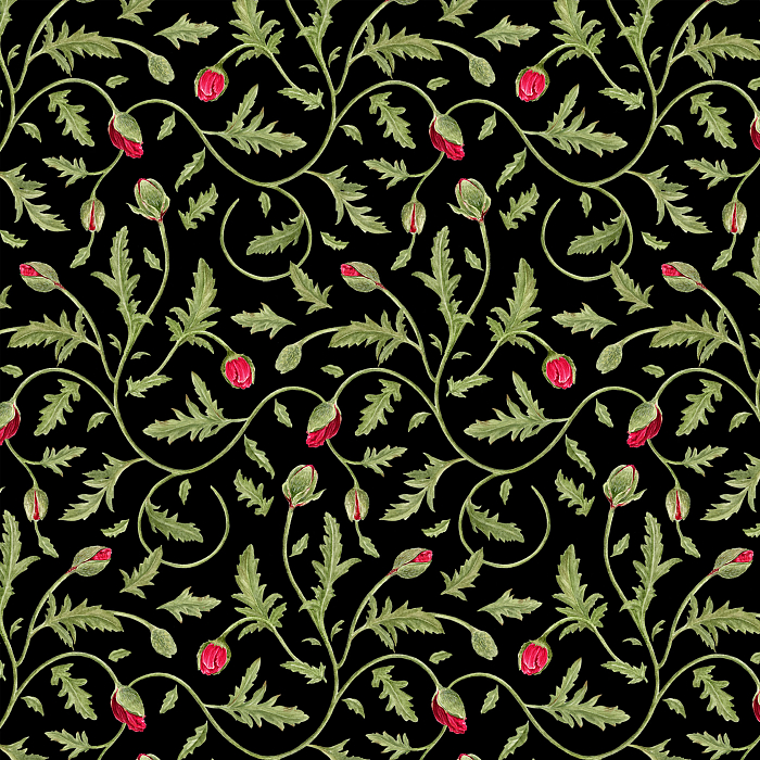Ткань хлопок пэчворк зеленый черный, цветы фактура, Henry Glass (арт. 237077)