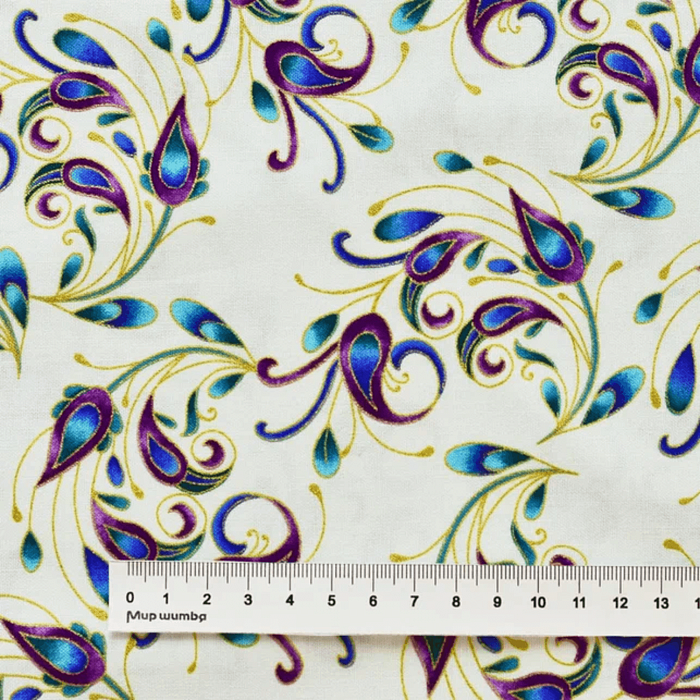 Ткань хлопок пэчворк разноцветные, фактура флора металлик, Benartex (арт. 10233M-80)