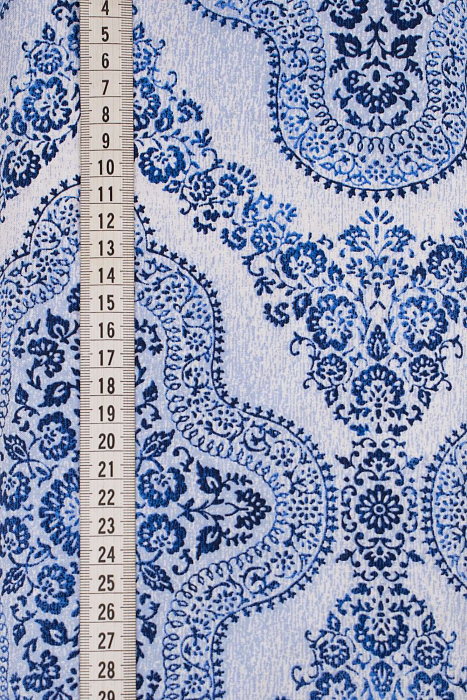 Ткань хлопок пэчворк синий белый, цветы дамаск восточные мотивы, ALFA (арт. 230227)