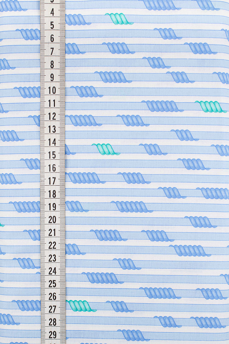 Ткань хлопок пэчворк голубой, полоски, ALFA (арт. AL-6976)