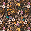 Ткань хлопок пэчворк коричневый, цветы осень, FreeSpirit (арт. PWMC034.XDKBROWN)