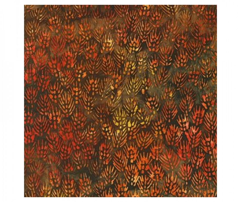 Ткань хлопок пэчворк коричневый красный желтый, осень батик флора, Robert Kaufman (арт. )