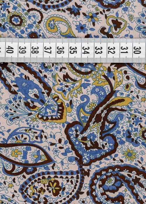 Ткань хлопок плательные ткани синий коричневый, пейсли, ALFA C (арт. 128553)