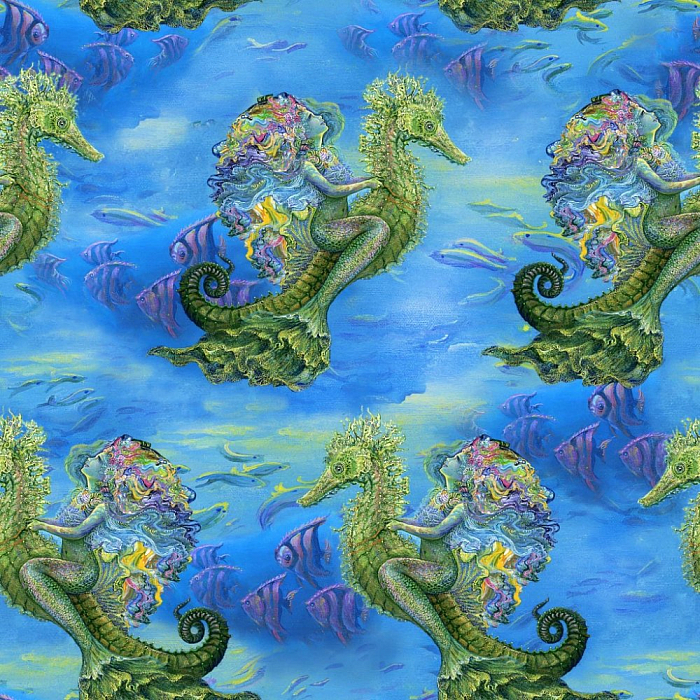 Ткань хлопок пэчворк разноцветные, морская тематика, 3 Wishes (арт. 14610-BLUE)