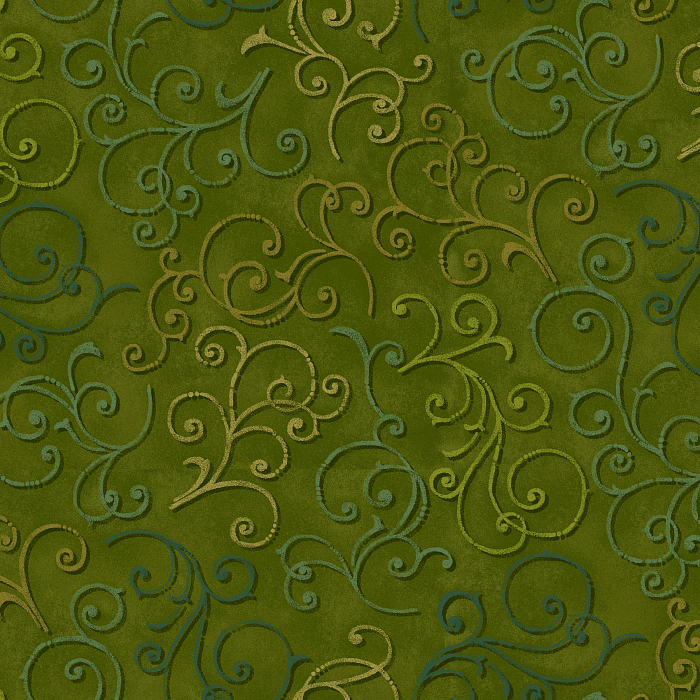 Ткань хлопок пэчворк болотный, завитки, Studio E (арт. 249634)