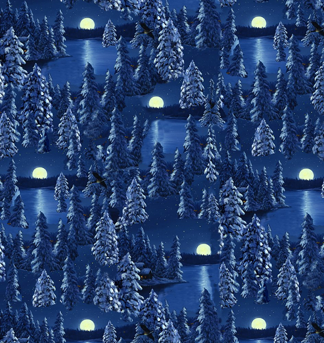 Ткань хлопок пэчворк синий, новый год, Blank Quilting (арт. 9129-77)