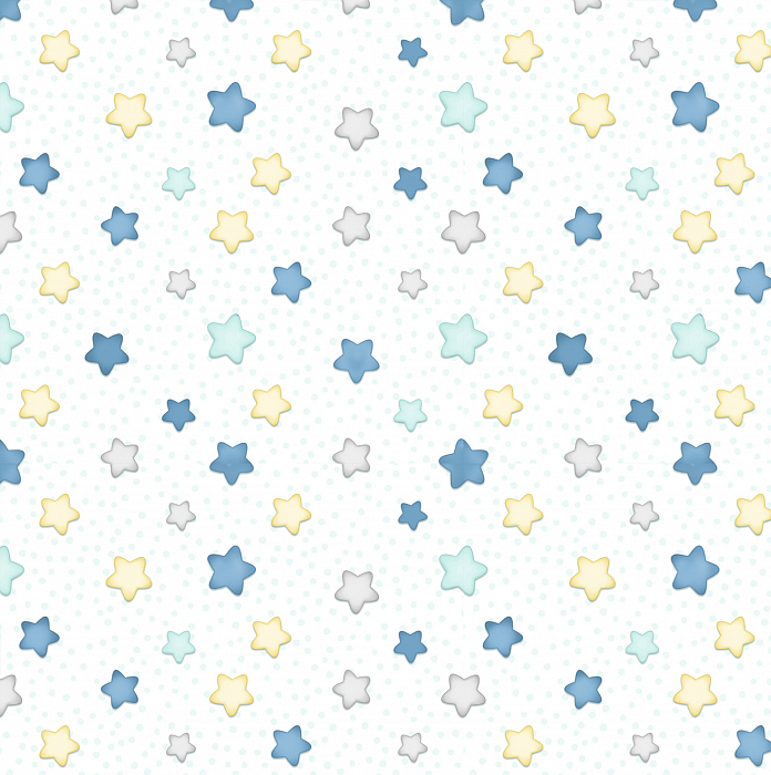 Ткань фланель пэчворк белый голубой, звезды детская тематика, Henry Glass (арт. 253138)