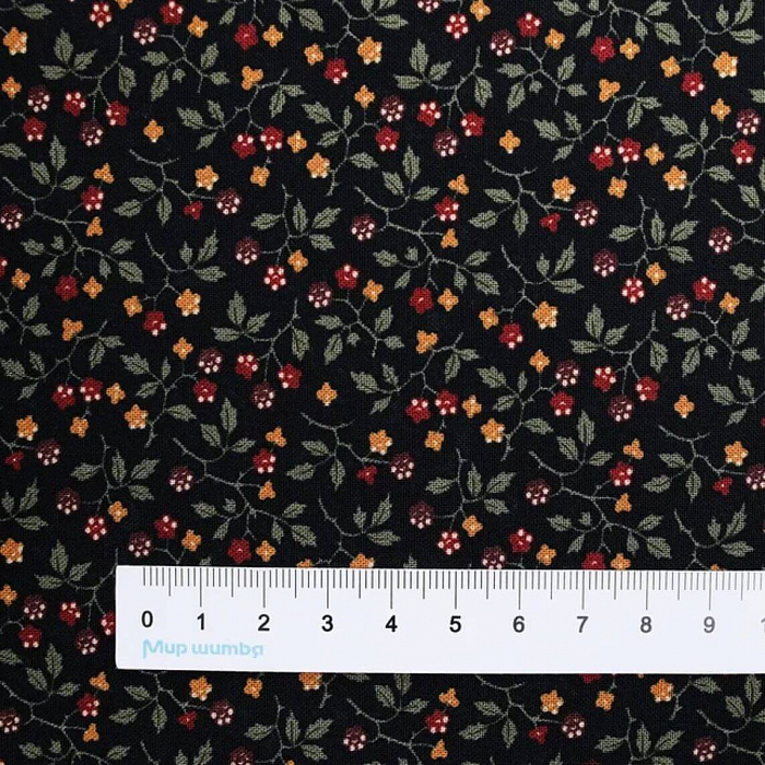 Ткань хлопок пэчворк черный, цветы, Moda (арт. 9702 14)