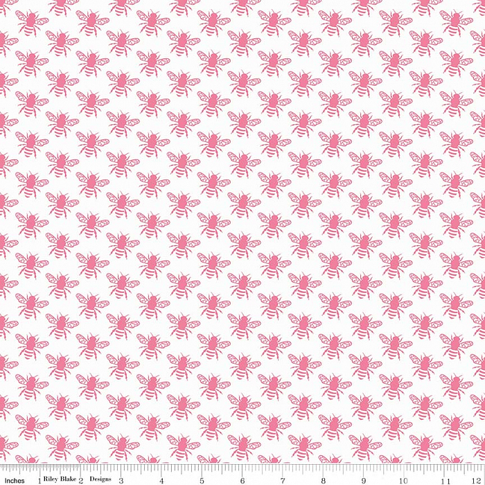 Ткань хлопок пэчворк розовый, птицы и бабочки, Riley Blake (арт. C7993-PINK)