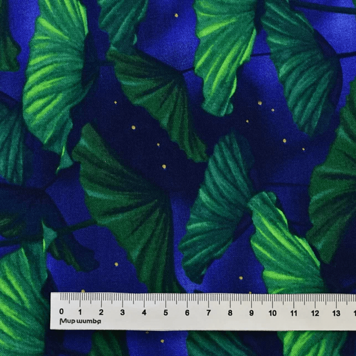 Ткань хлопок пэчворк синий, флора металлик, Benartex (арт. 9753M-54)