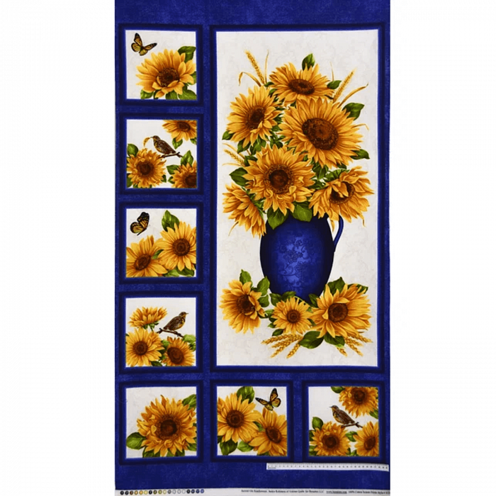 Ткань хлопок пэчворк синий, цветы, Benartex (арт. 10211-55)