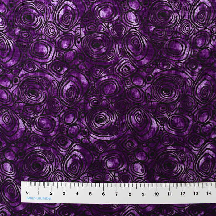 Ткань хлопок пэчворк фиолетовый, фактура геометрия, Benartex (арт. 10234-64)