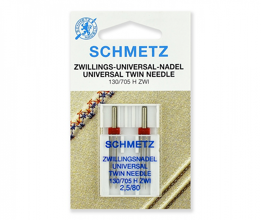 Иглы стандартные Schmetz двойные № 80/2.5 2 шт.