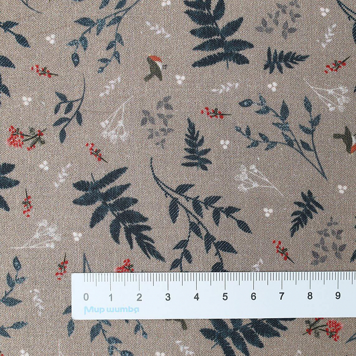 Ткань хлопок пэчворк бежевый, флора, P&B (арт. AL-12336)