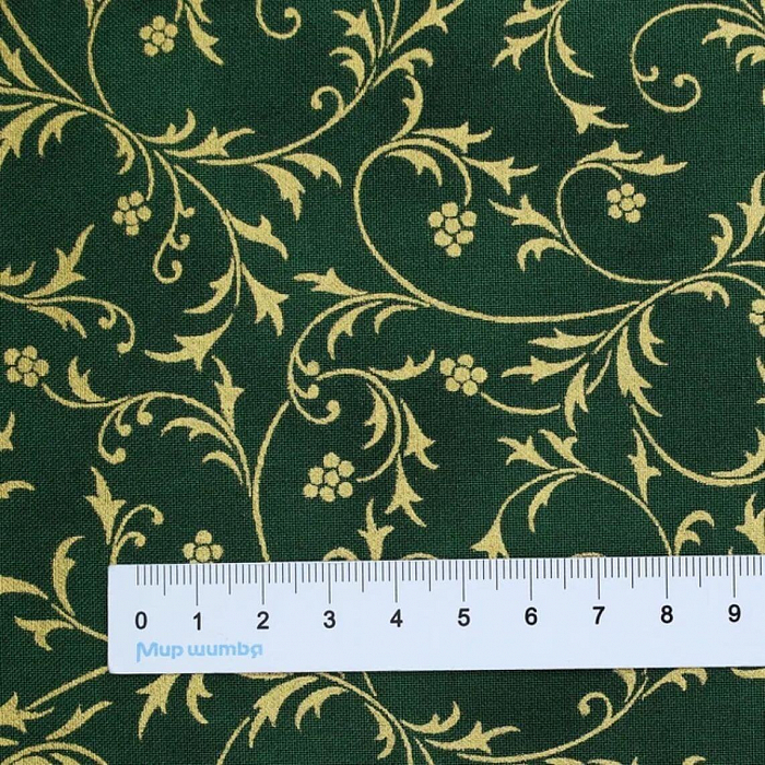 Ткань хлопок пэчворк зеленый, цветы завитки, Robert Kaufman (арт. SRKM-21600-274)