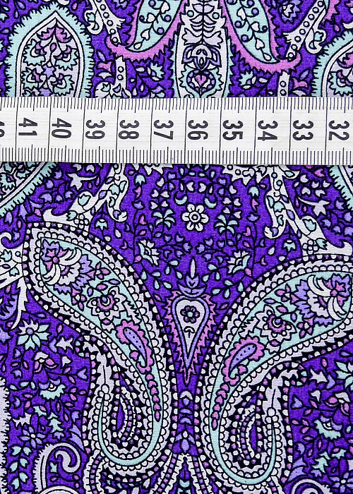 Ткань хлопок плательные ткани фиолетовый, птицы и бабочки пейсли, ALFA C (арт. 128518)